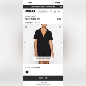 Skims onyx short sleep set